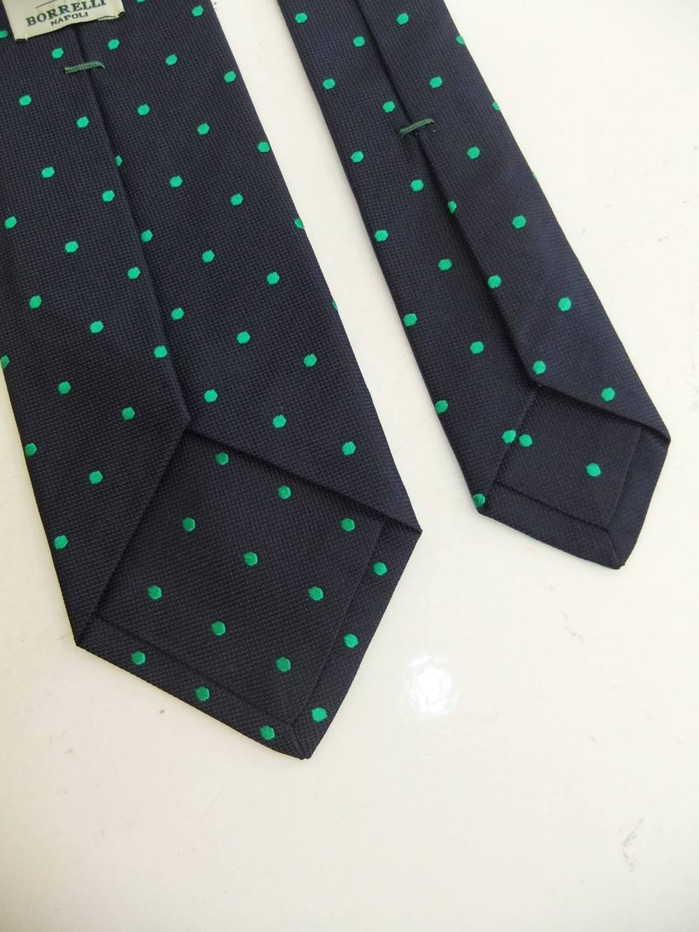 LUIGI BORRELLI - シルクドットネクタイ(NAVYXGREEN) | 4.444glad