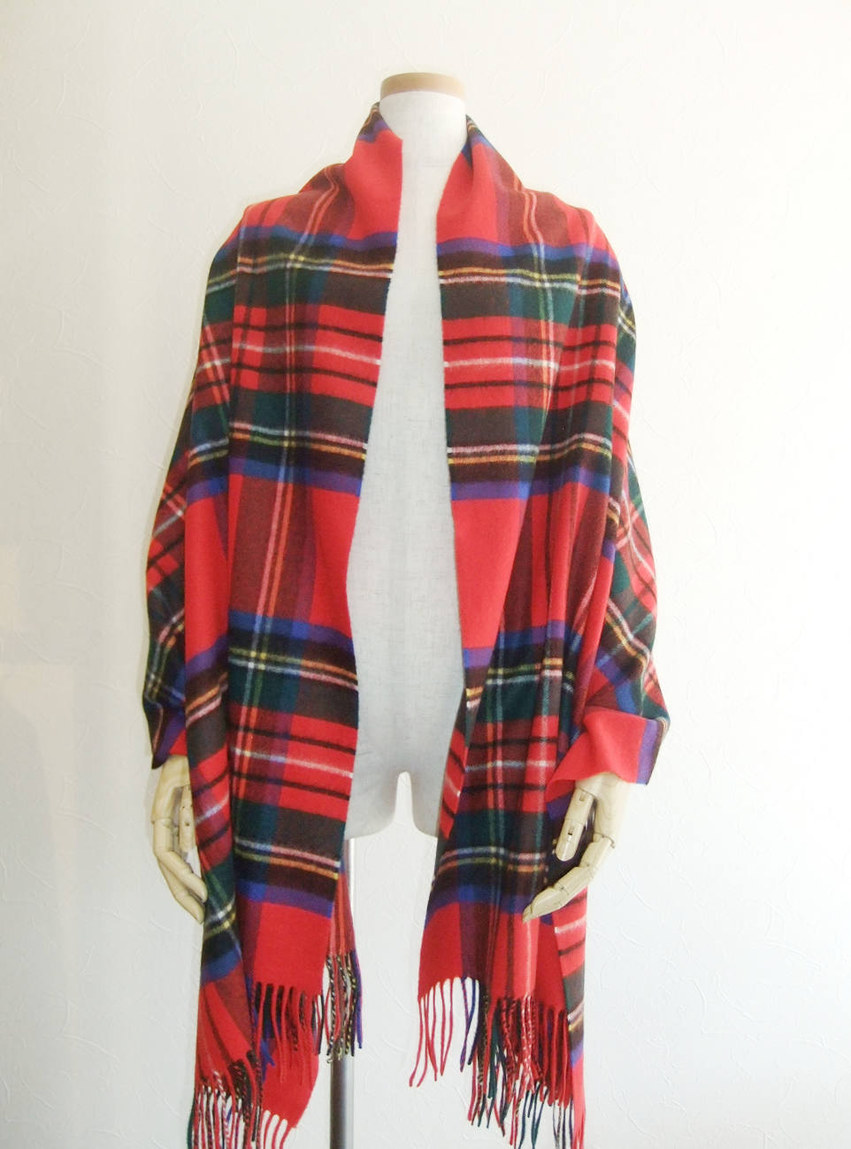 Johnstons - カシミヤ チェック 大判ストール WA56 (ロイヤル