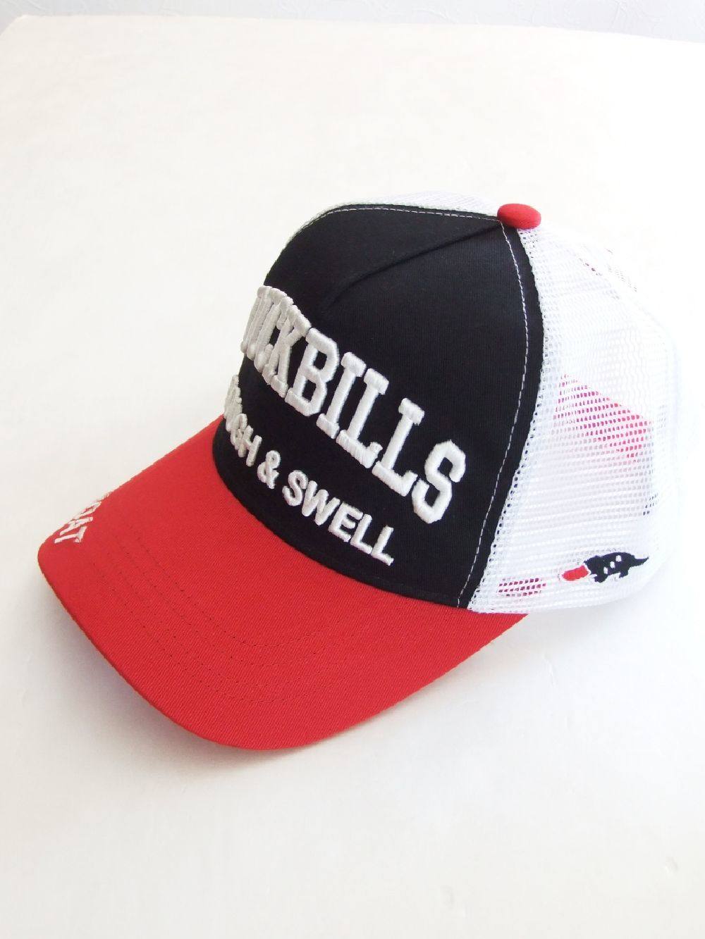 rough & swell - MESH TOUR CAP ( BLACK × RED ) ロゴ入りキャップ