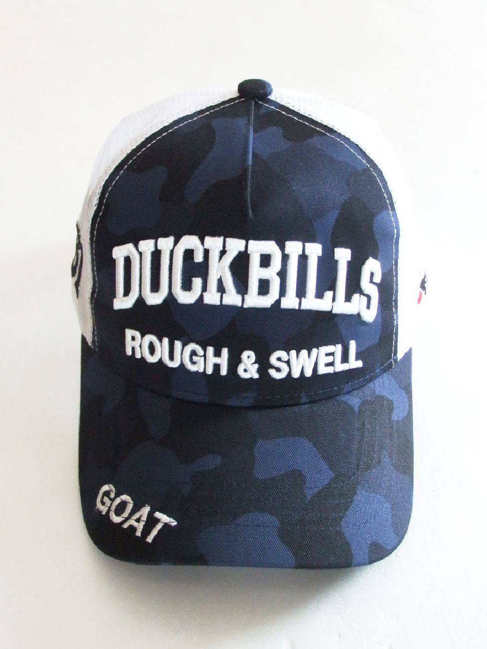 rough & swell - MESH TOUR CAP CAMO ( NAVY ) ロゴ入りキャップ