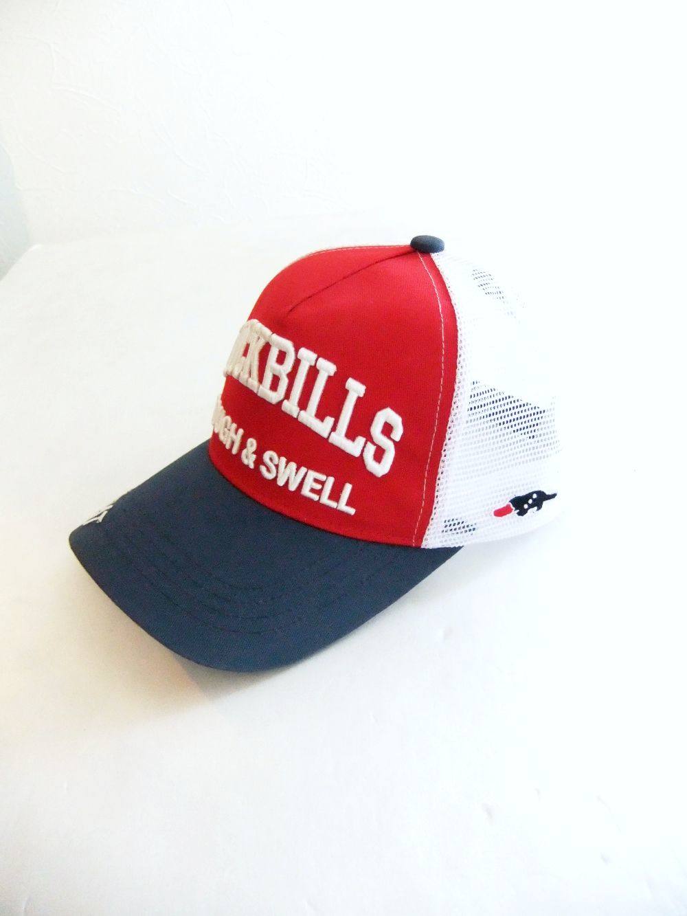 rough & swell - MESH TOUR CAP ( RED × BLUE GRAY ) ロゴ入りキャップ