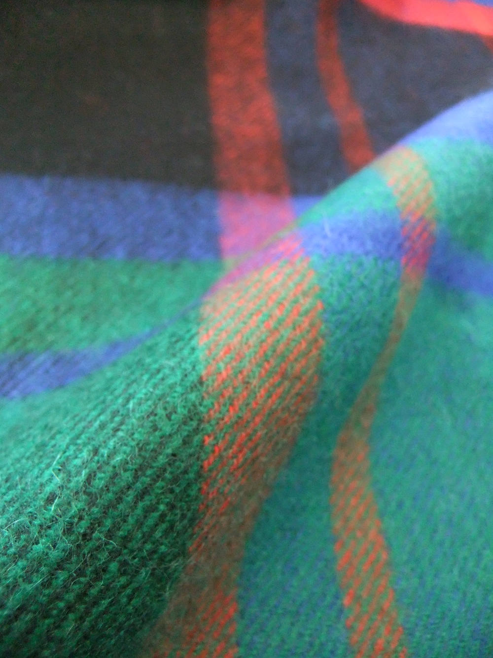 Johnstons - カシミヤ 大判ストール WA56 (グリーン×ブルー チェック