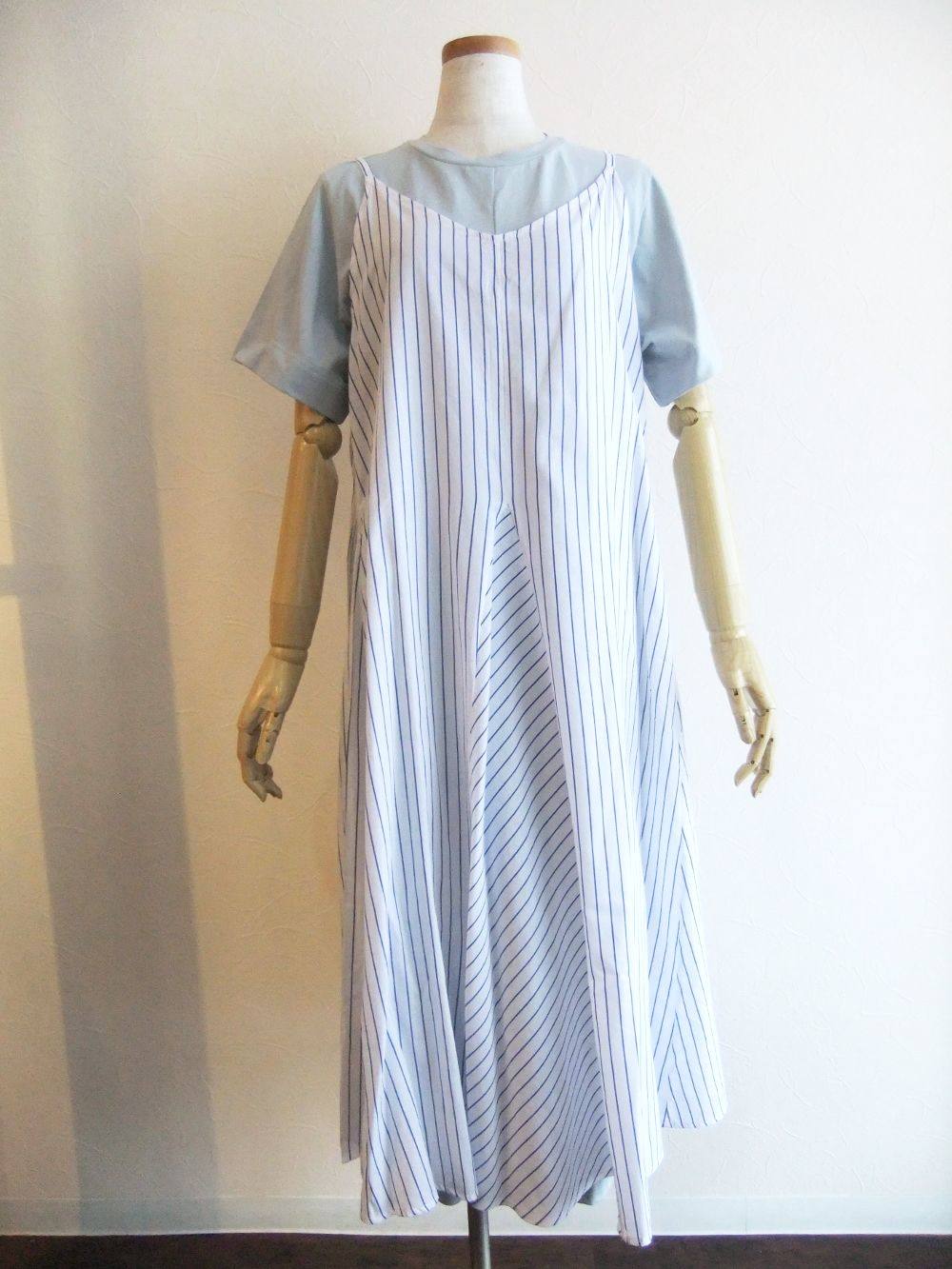 Blanc Basque 2枚重ね 2way ロングワンピース サックス 01 906 4 444glad