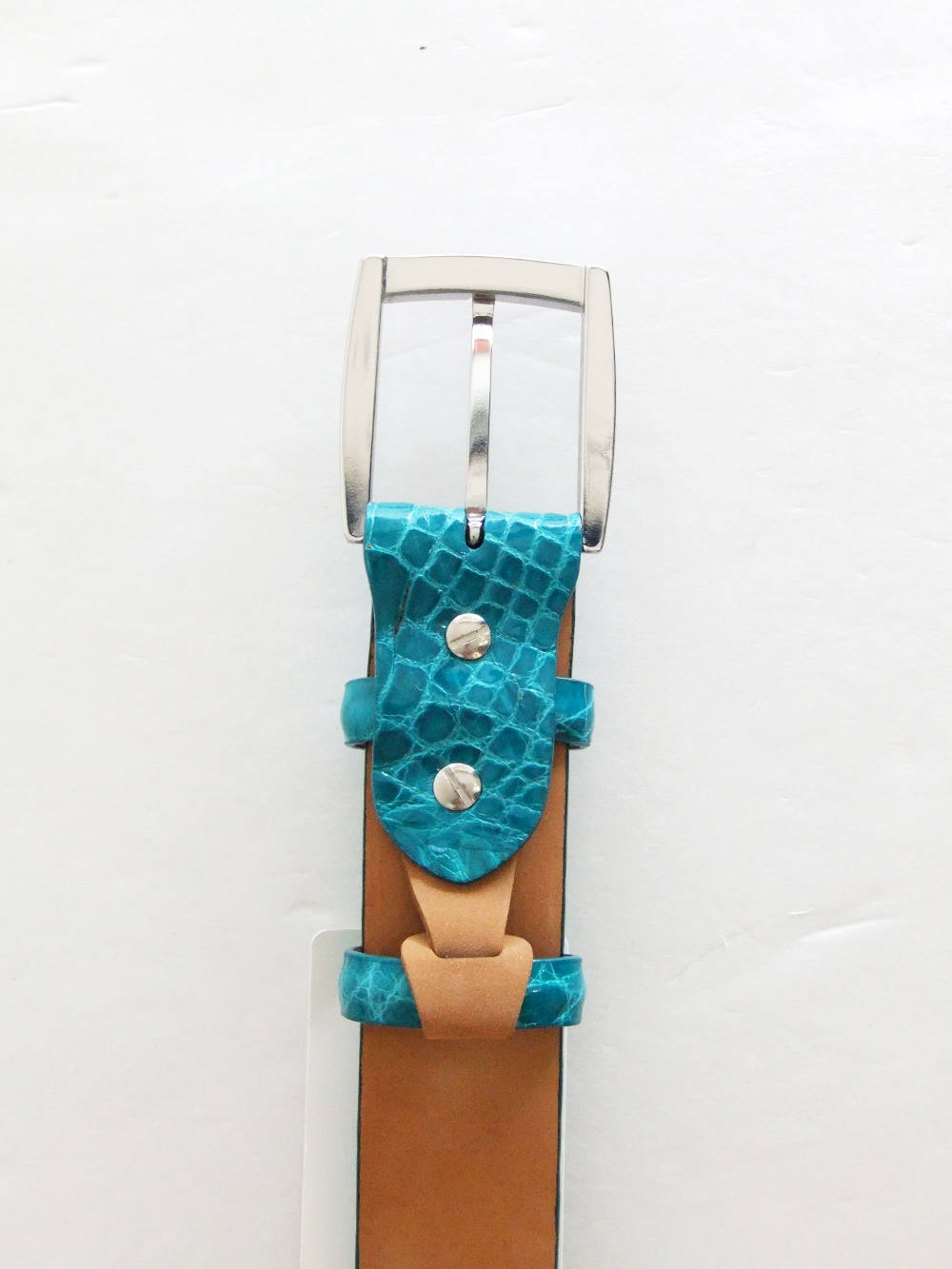 Vaccari アリゲーターベルト VACCARI - アリゲーター ALLIGATOR LEATHER BELT ( ターコイズブルー